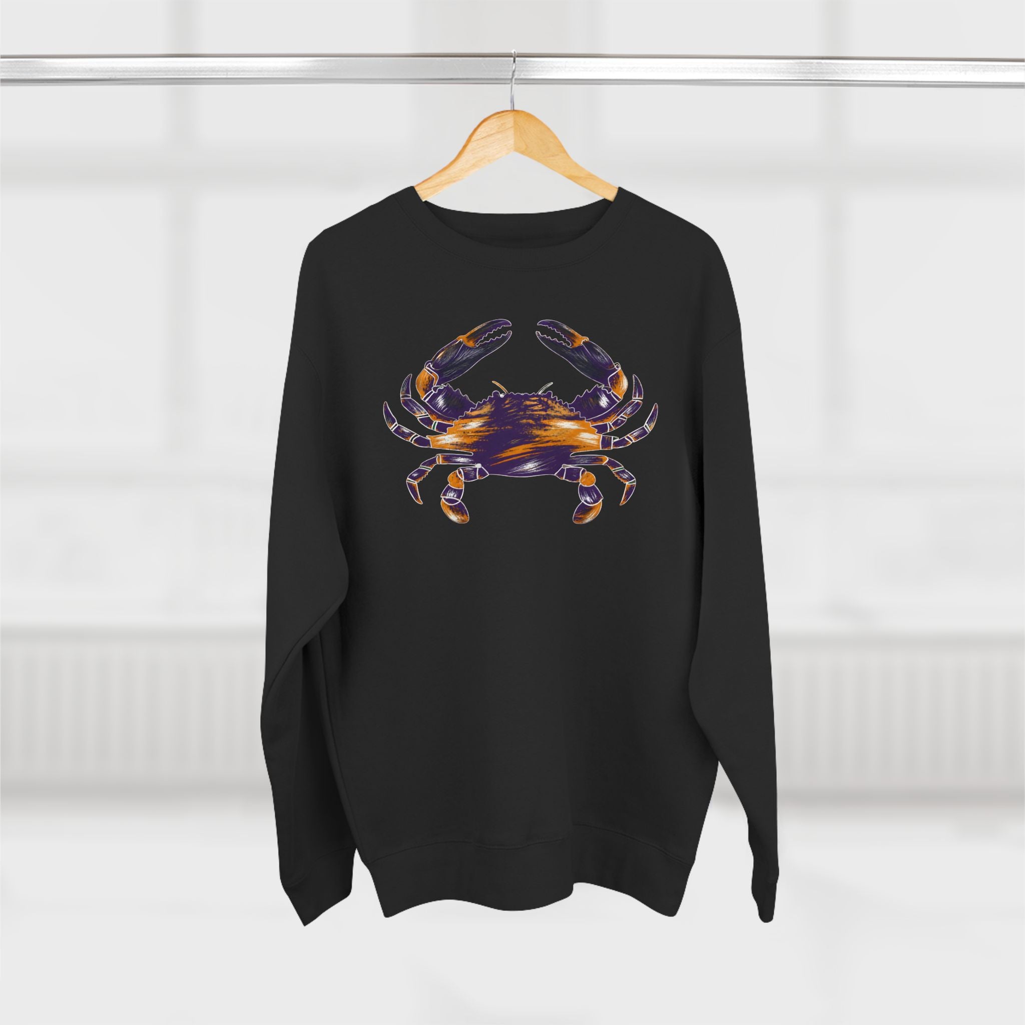 Purple, White, Orange Streaked Crab Graphic Crewneck