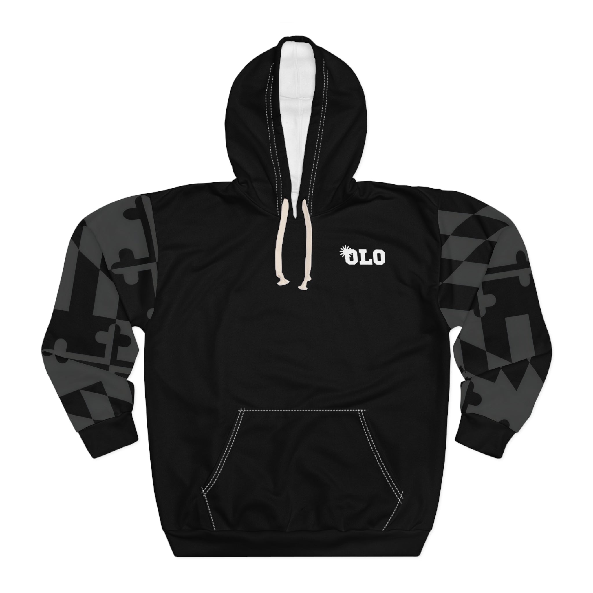 Old Line Outfitters Grayscale Maryland Flag Sleeve Pattern Hoodie