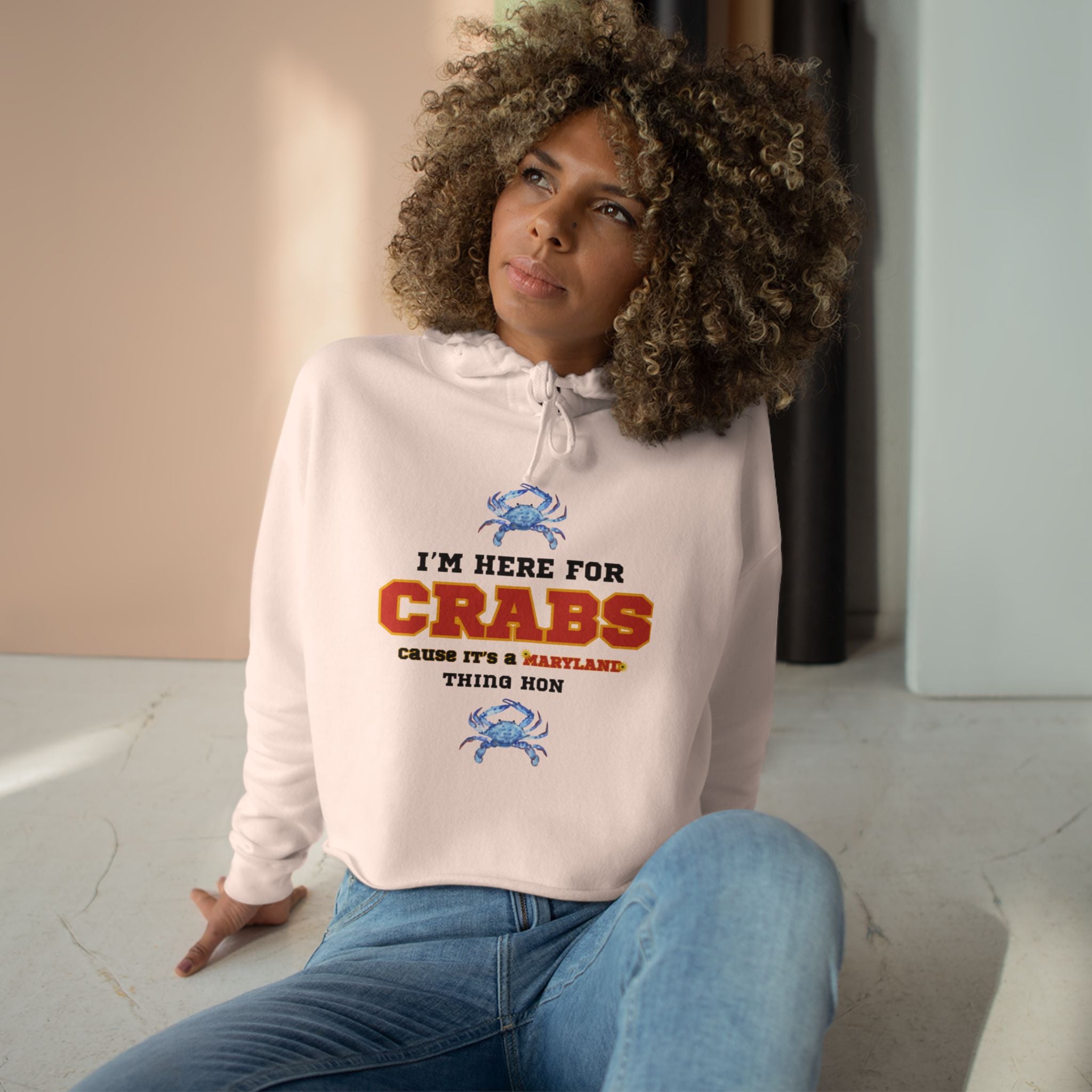 I'm Here for Crabs Crop Hoodie | Chesapeake Bay Maryland Seafood Shirt