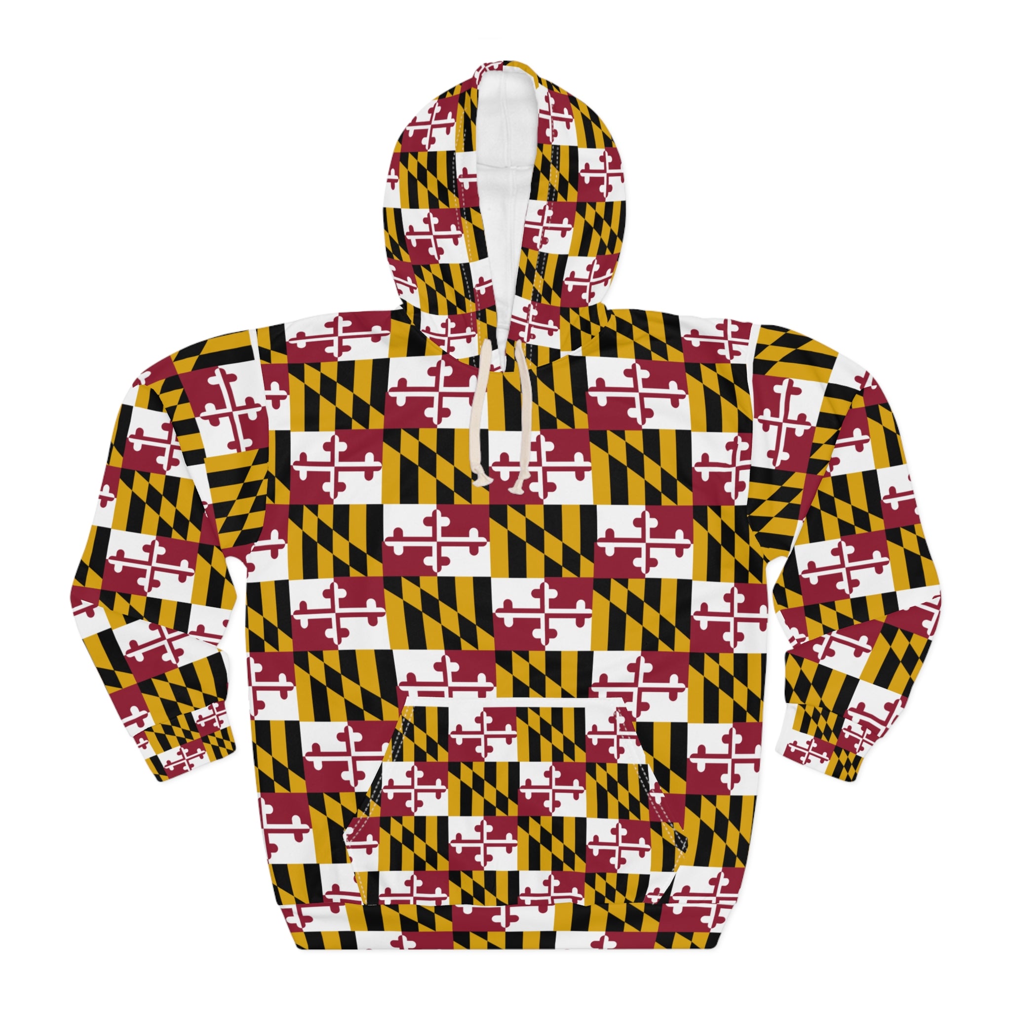 Maryland Flag Pattern Hoodie — All-Over Print State Pride Pullover
