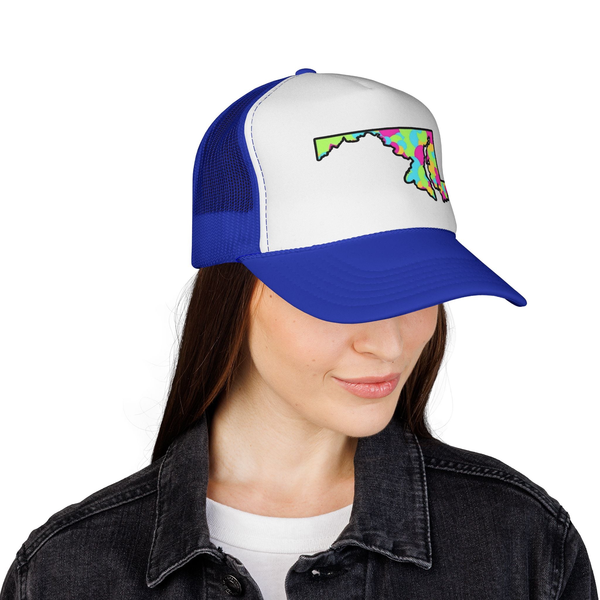 Colorful Maryland State Outline Trucker Cap