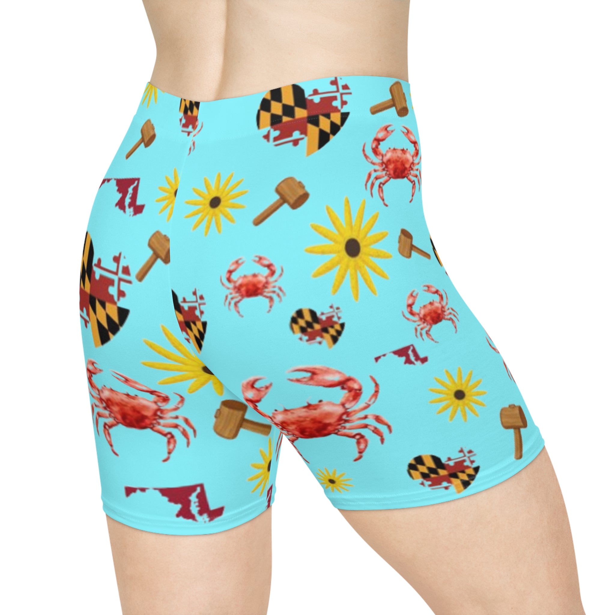 Maryland Crab & Sunflower Biker Shorts