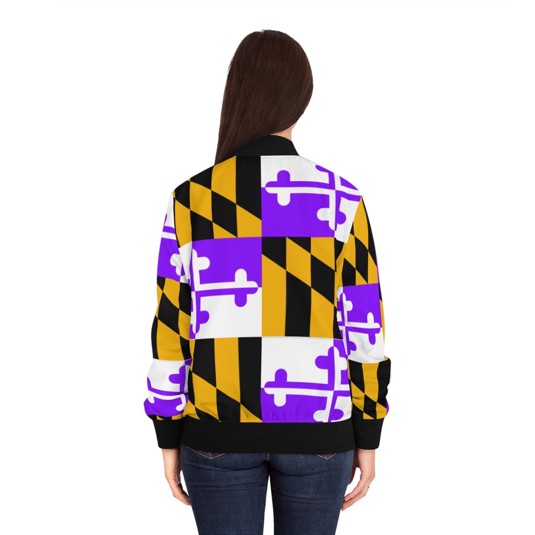 Purple + Gold Maryland Flag Bomber Jacket