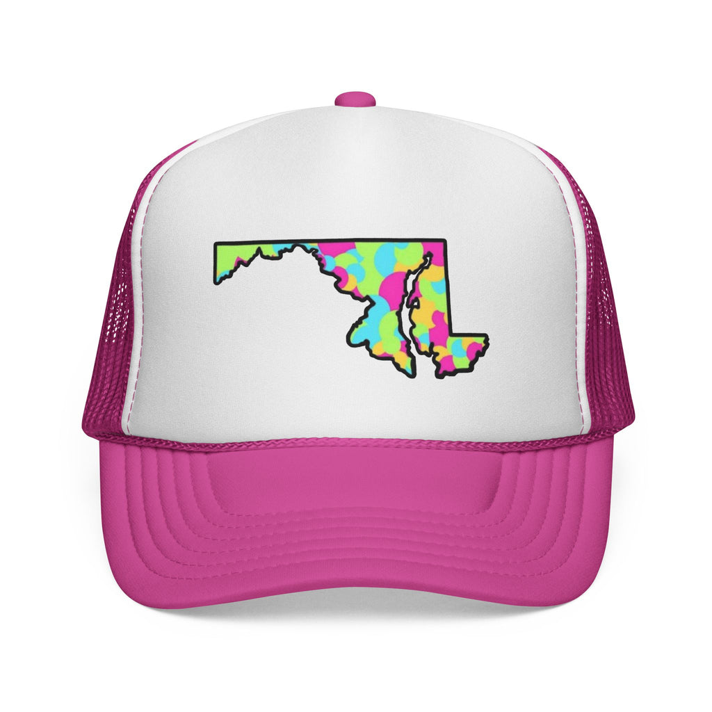 Colorful Maryland State Outline Trucker Cap
