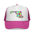 Colorful Maryland State Outline Trucker Cap