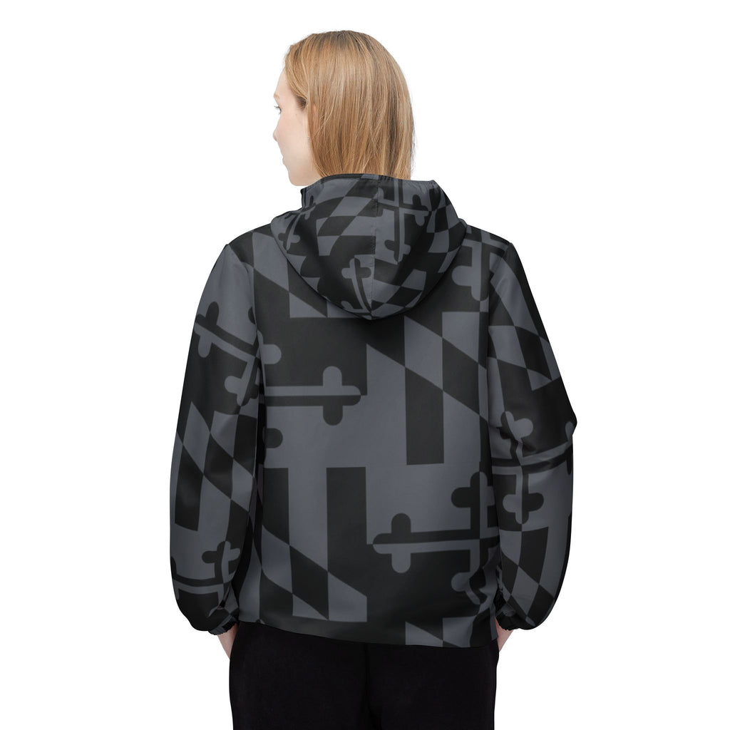 Grayscale Maryland Flag Windbreaker