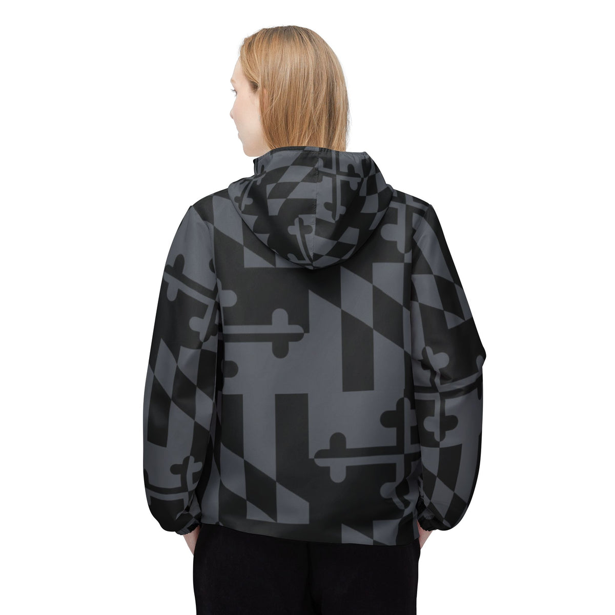 Grayscale Maryland Flag Windbreaker