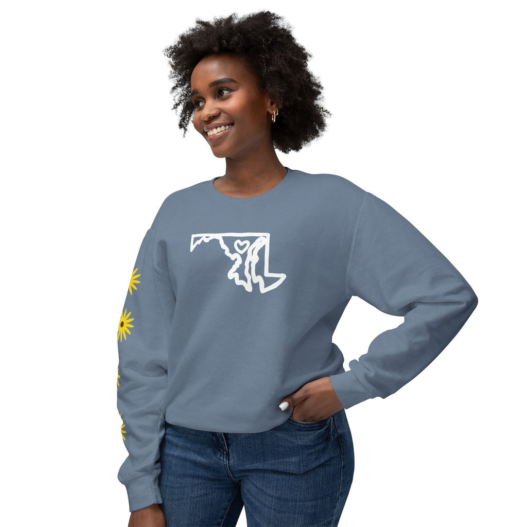 Maryland Outline Crewneck Sweater w/ Black Eyed Susans