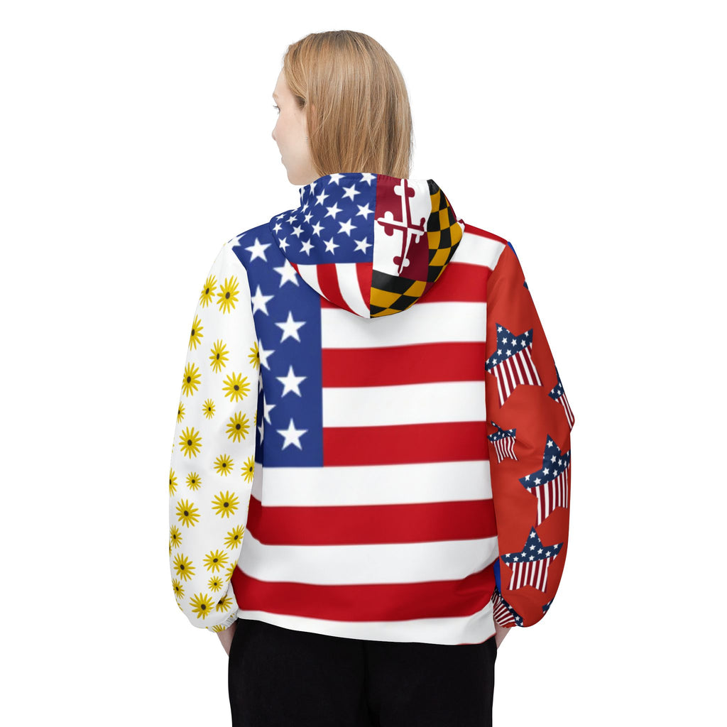 Maryland Nautical Windbreaker Jacket — State Flag & Coastal Icons All-Over Print