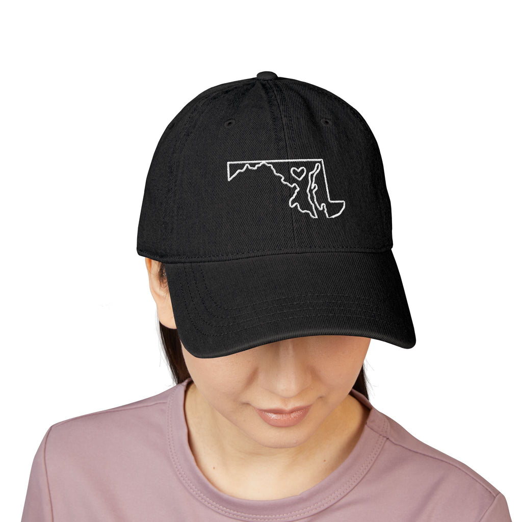 Maryland Outline Denim Baseball Cap