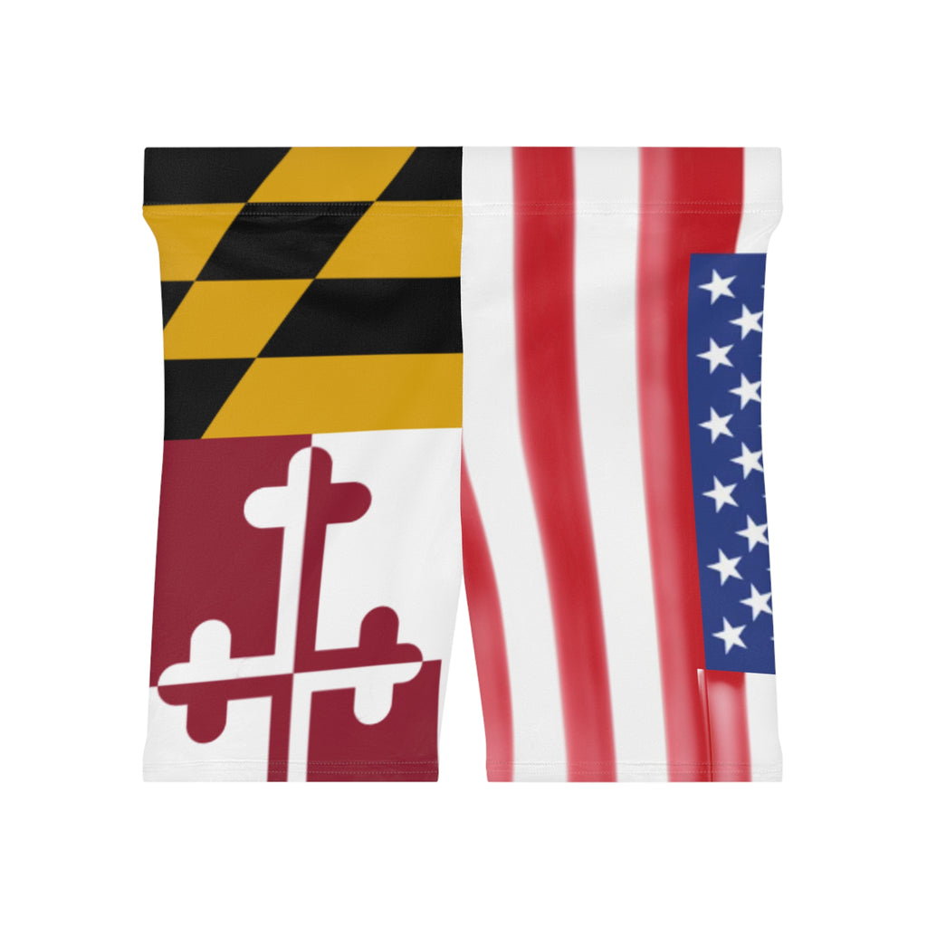 Maryland Flag + American Flag Biker Shorts