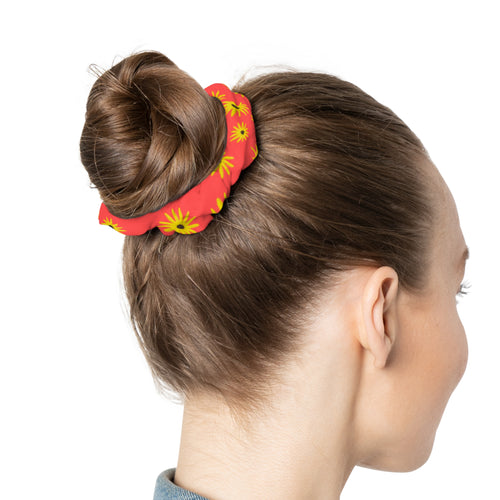 Black Eyed Susan Red Scrunchie