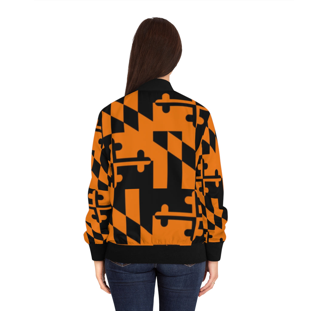 Orange + Black Maryland Flag Bomber Jacket