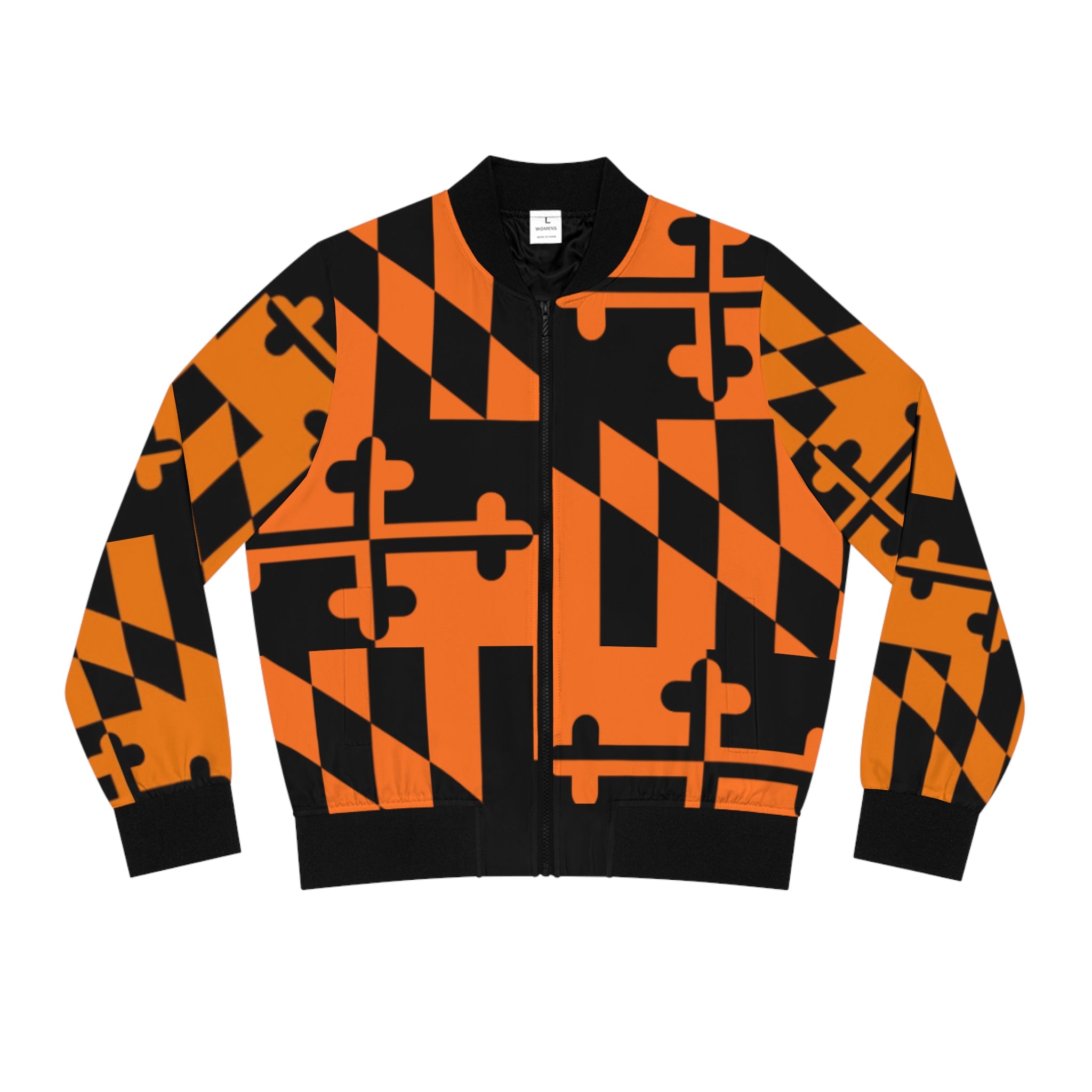 Orange + Black Maryland Flag Bomber Jacket