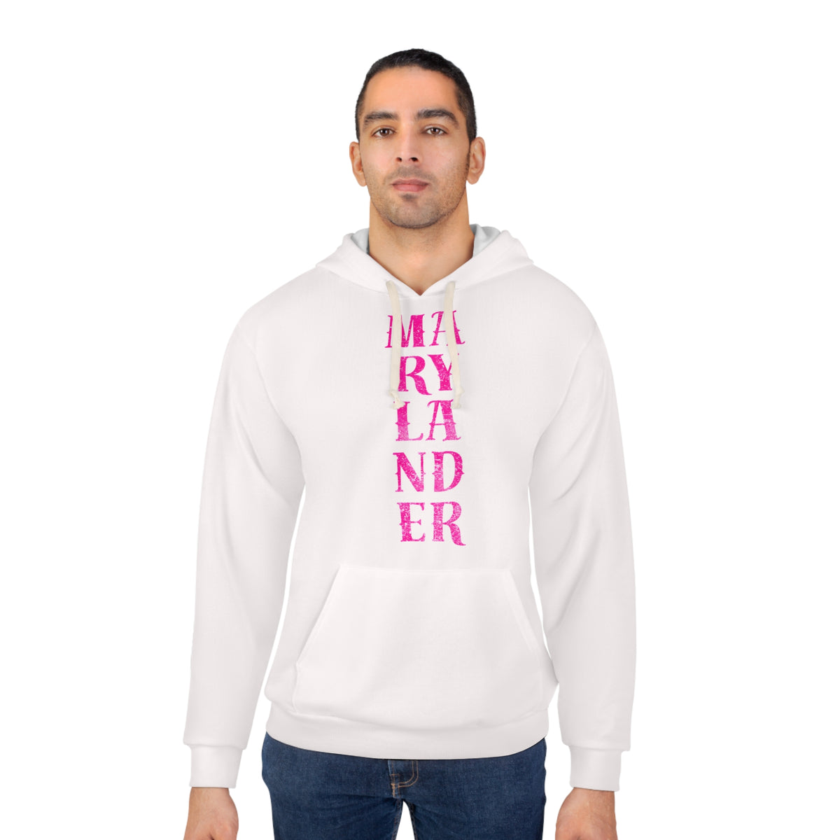 Marylander Vertical Pink Text Hoodie