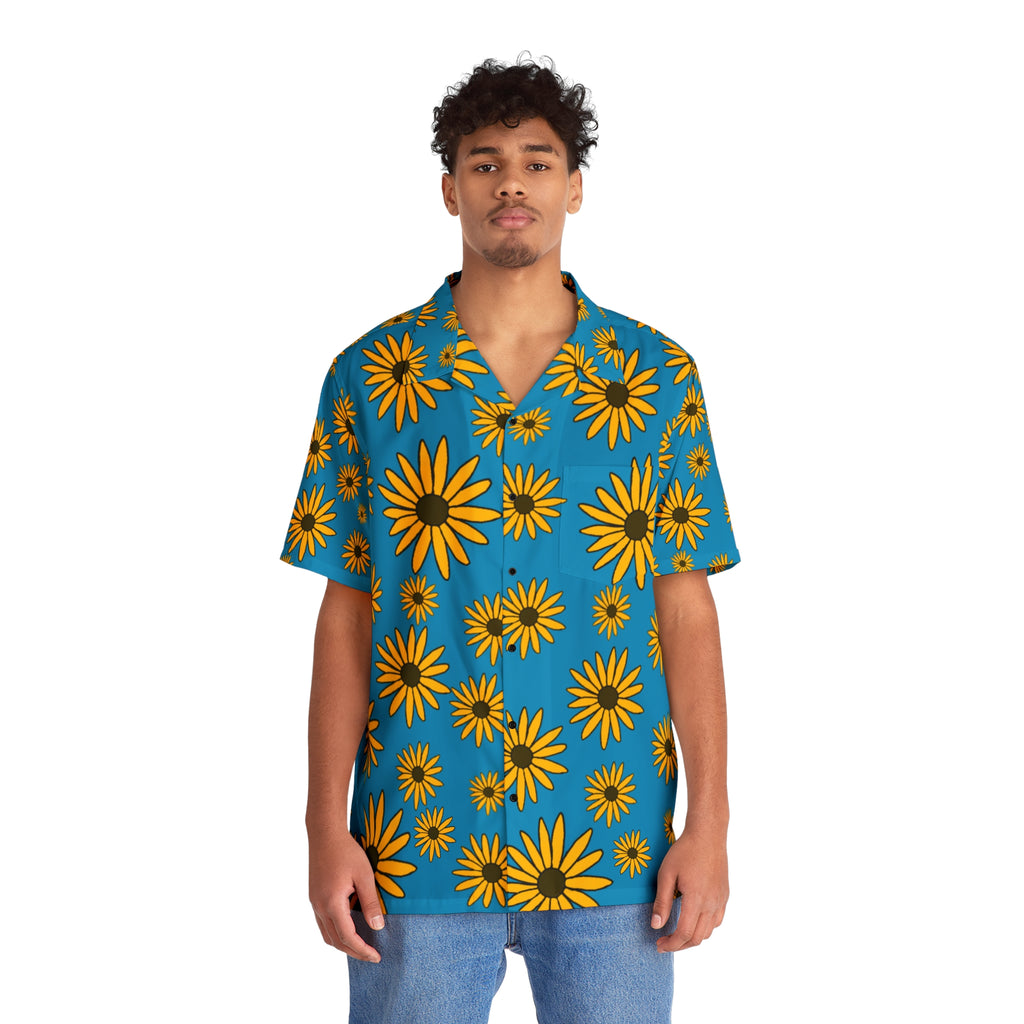 Black Eyed Susan Hawaiian Shirt (blue)