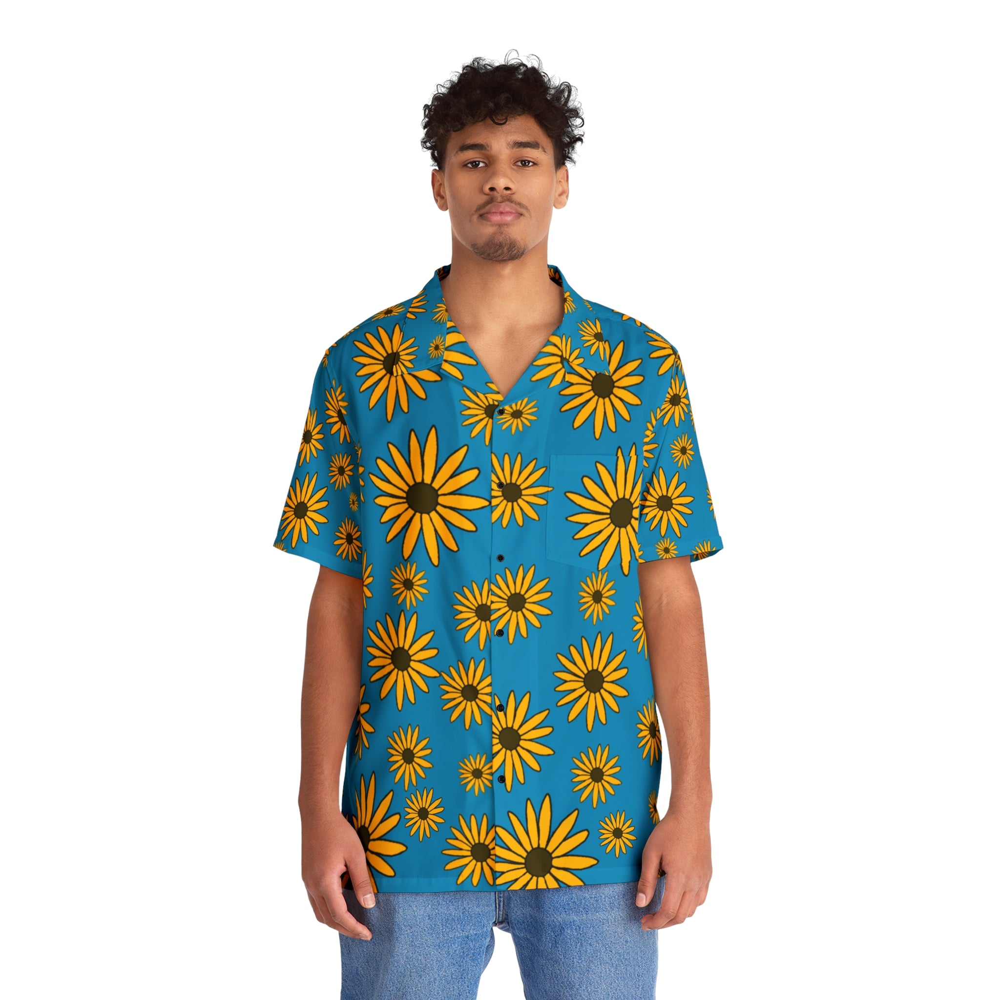 Black Eyed Susan Hawaiian Shirt (blue)