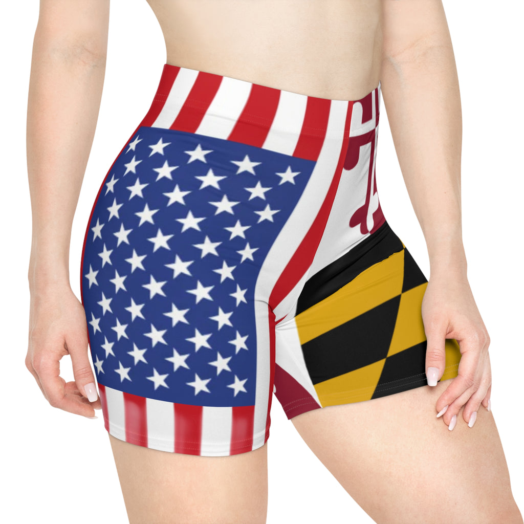 Maryland Flag + American Flag Biker Shorts
