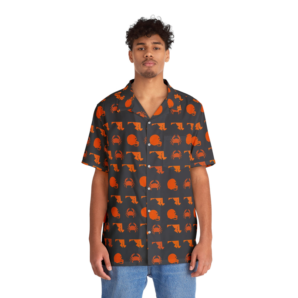 The Maryland Gameday Resort Shirt in Charcoal/Orange