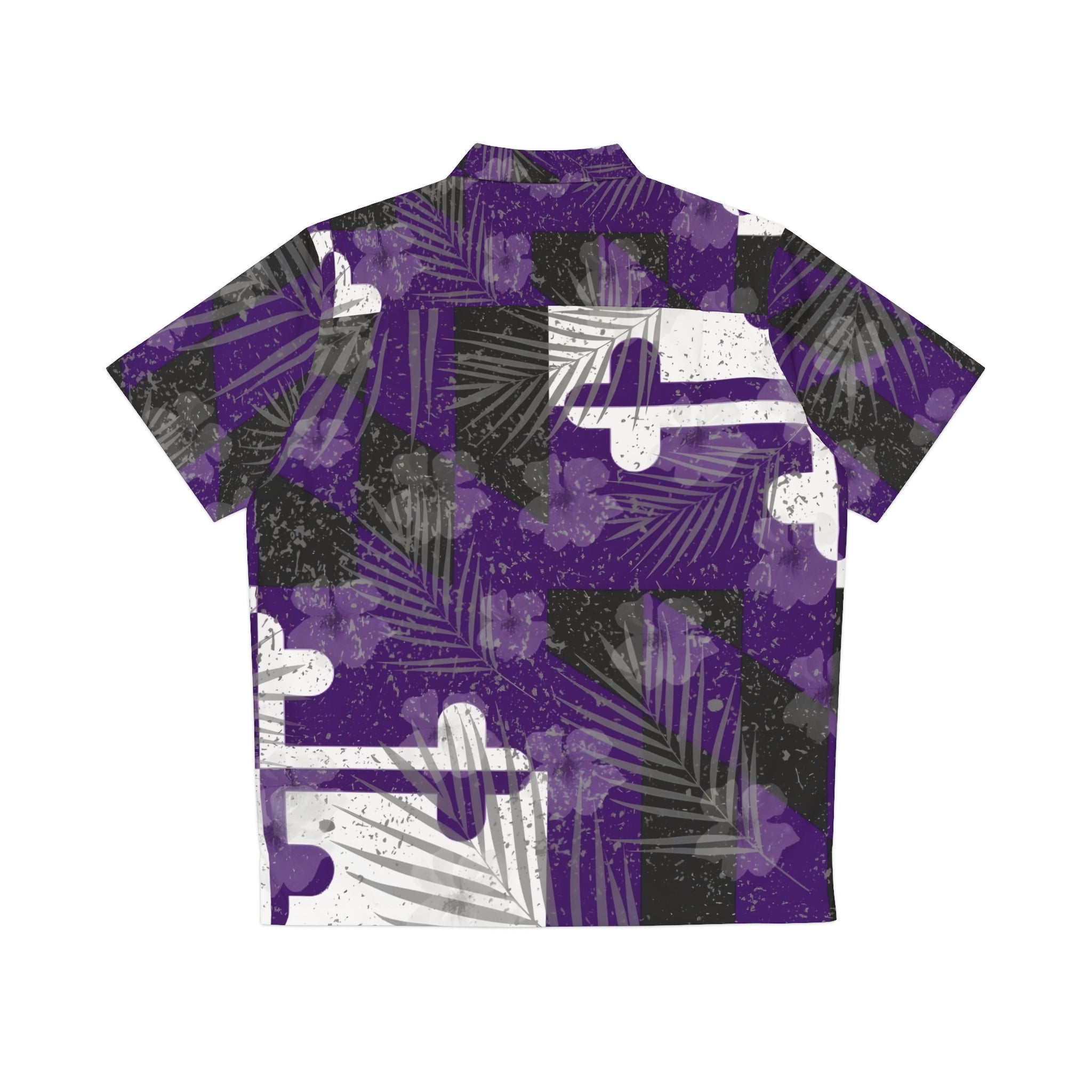Purple + White + Black Maryland Flag Hawaiian shirt