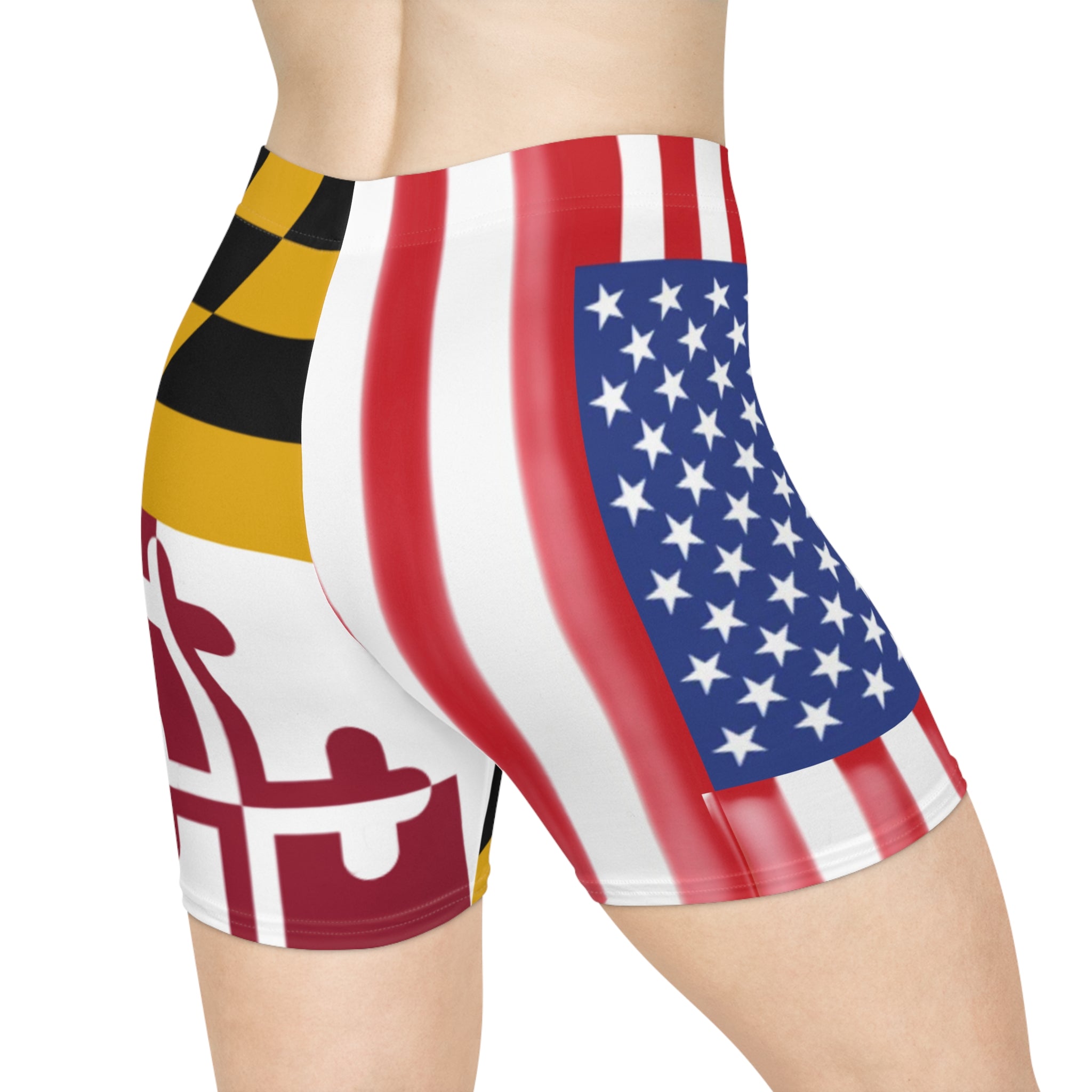 Maryland Flag + American Flag Biker Shorts