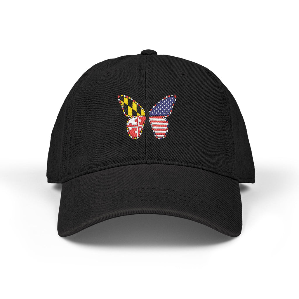 Maryland + American Flag Butterfly Denim Cap