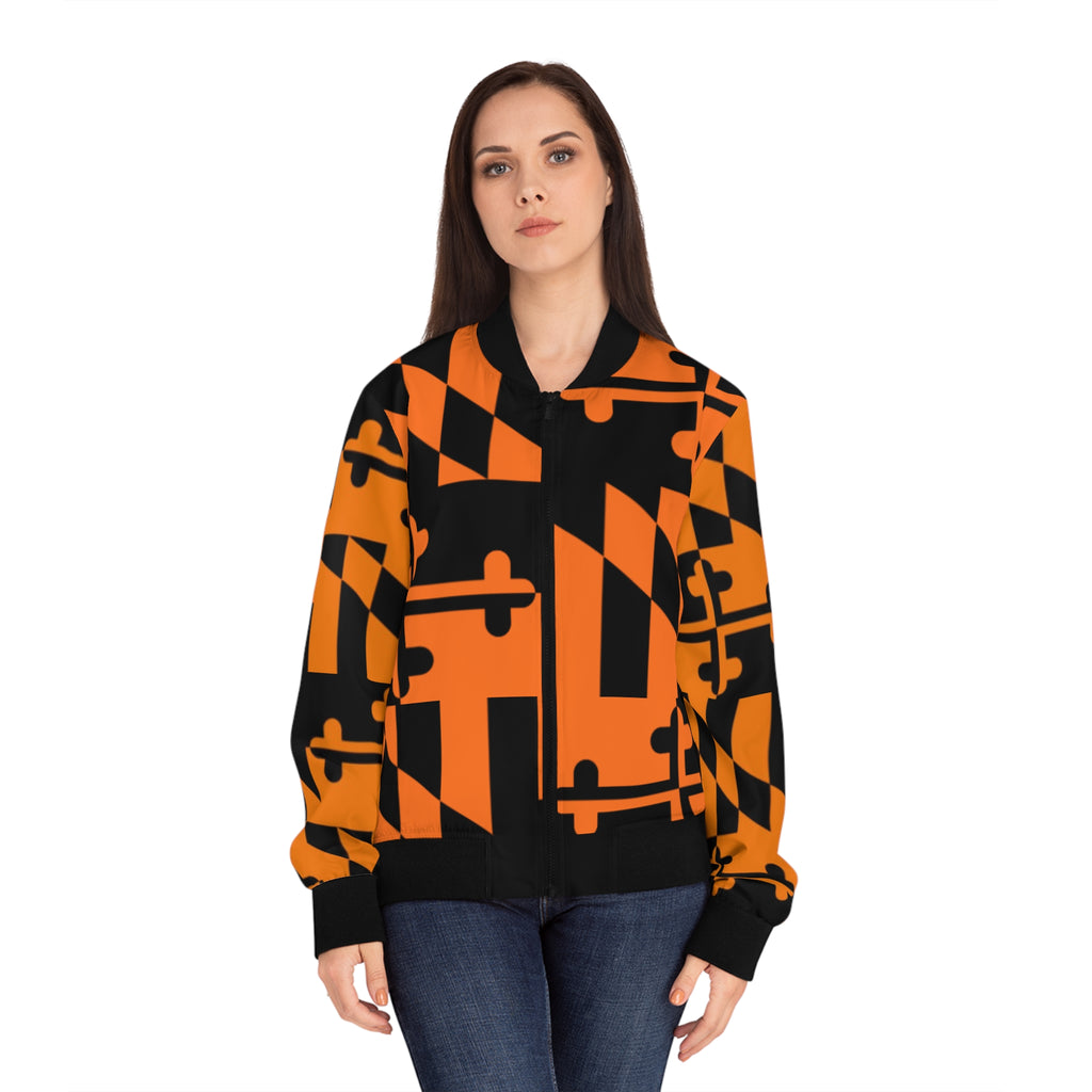 Orange + Black Maryland Flag Bomber Jacket