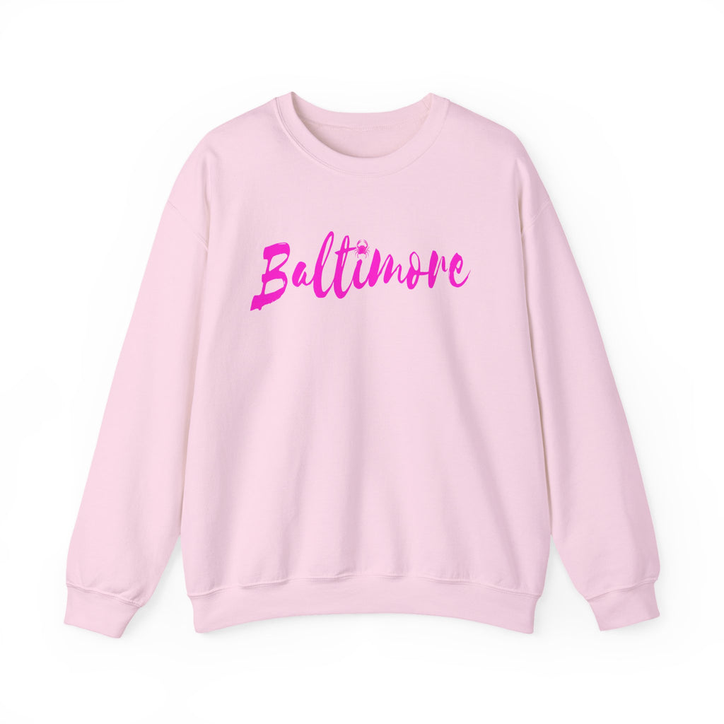 Baltimore Pink Script Crewneck