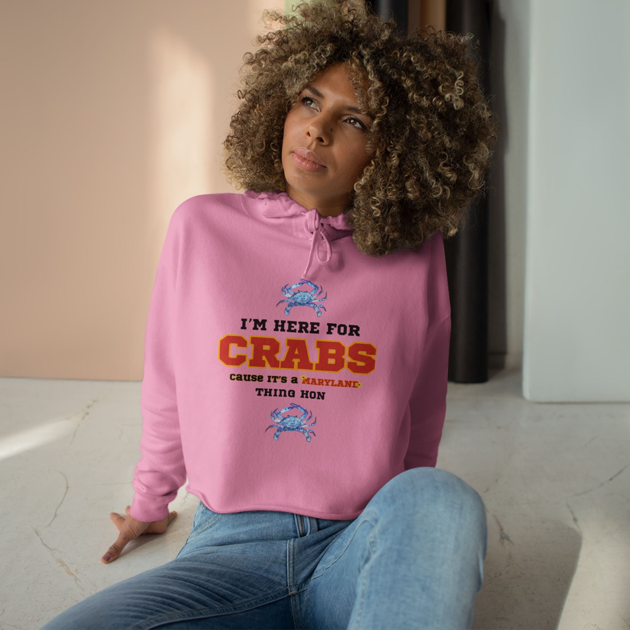 I'm Here for Crabs Crop Hoodie | Chesapeake Bay Maryland Seafood Shirt