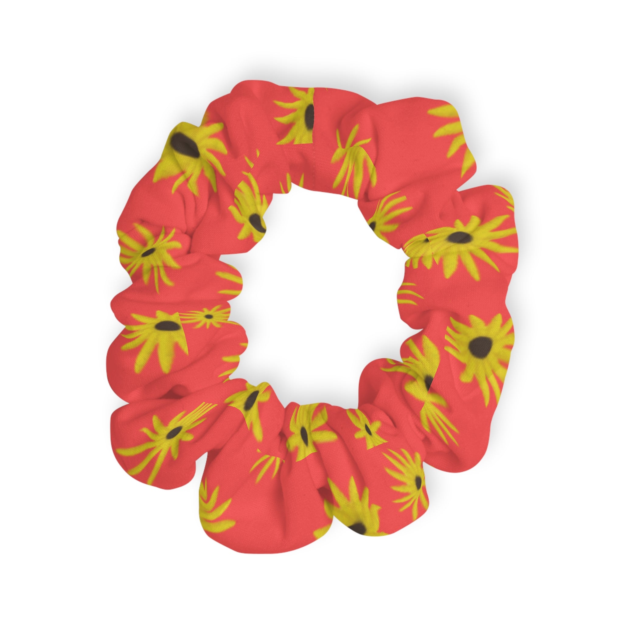 Black Eyed Susan Red Scrunchie