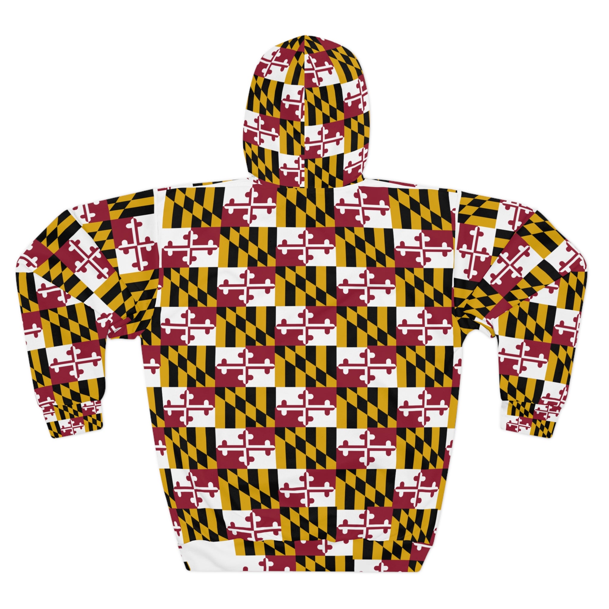 Maryland Flag Pattern Hoodie — All-Over Print State Pride Pullover