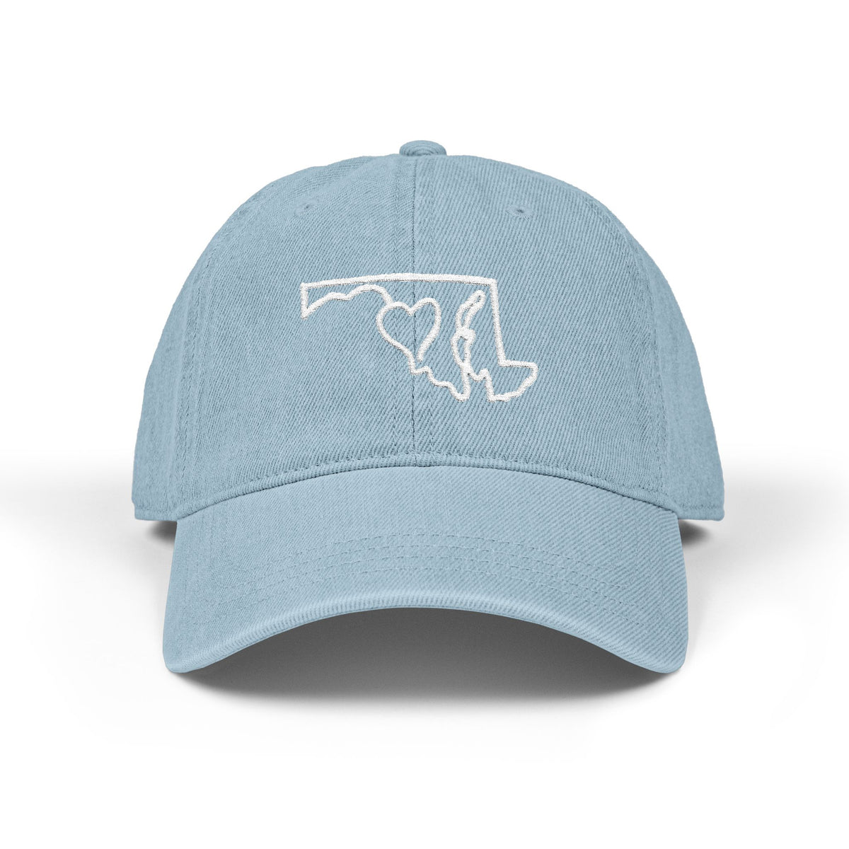 State of Maryland Outline With Heart Denim Cap