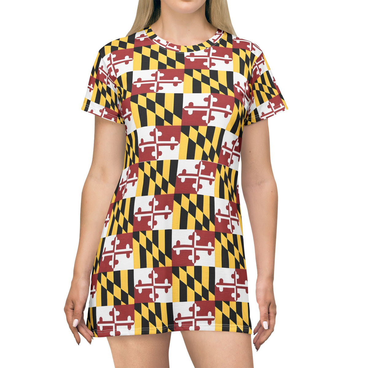 Maryland Flag Pattern T-Shirt Dress