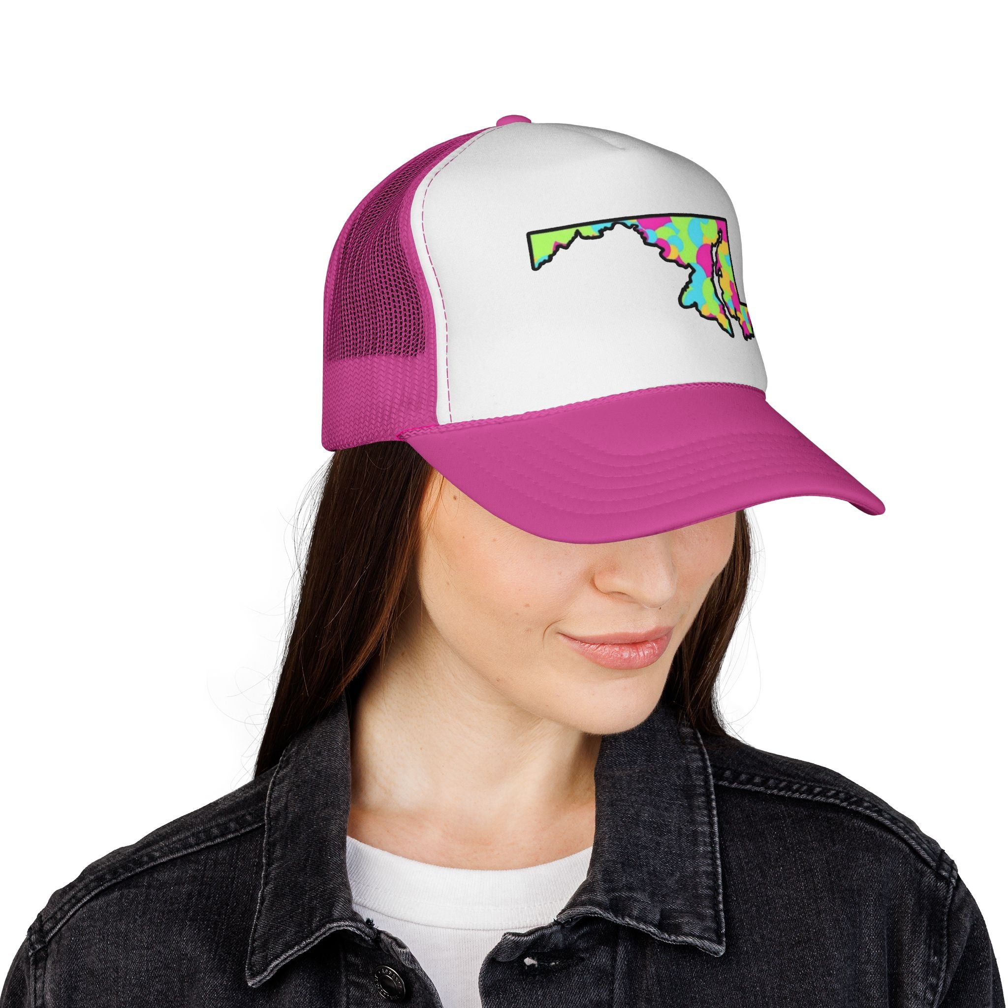 Colorful Maryland State Outline Trucker Cap