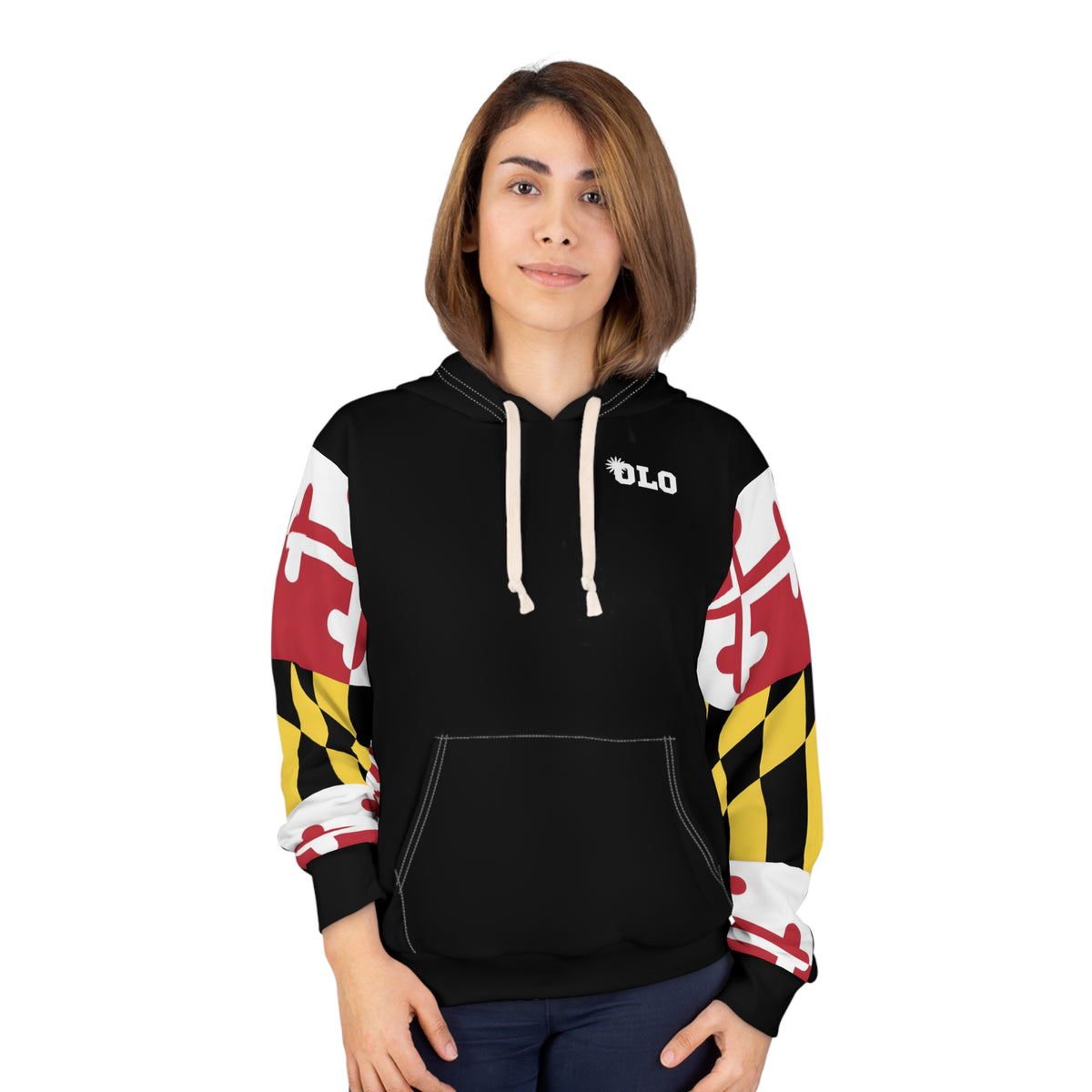 Maryland Flag Sleeve Pattern Hoodie