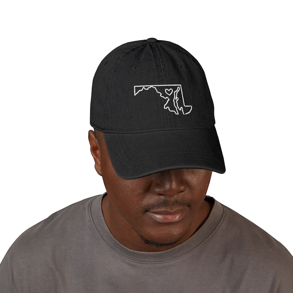 Maryland Outline Denim Baseball Cap