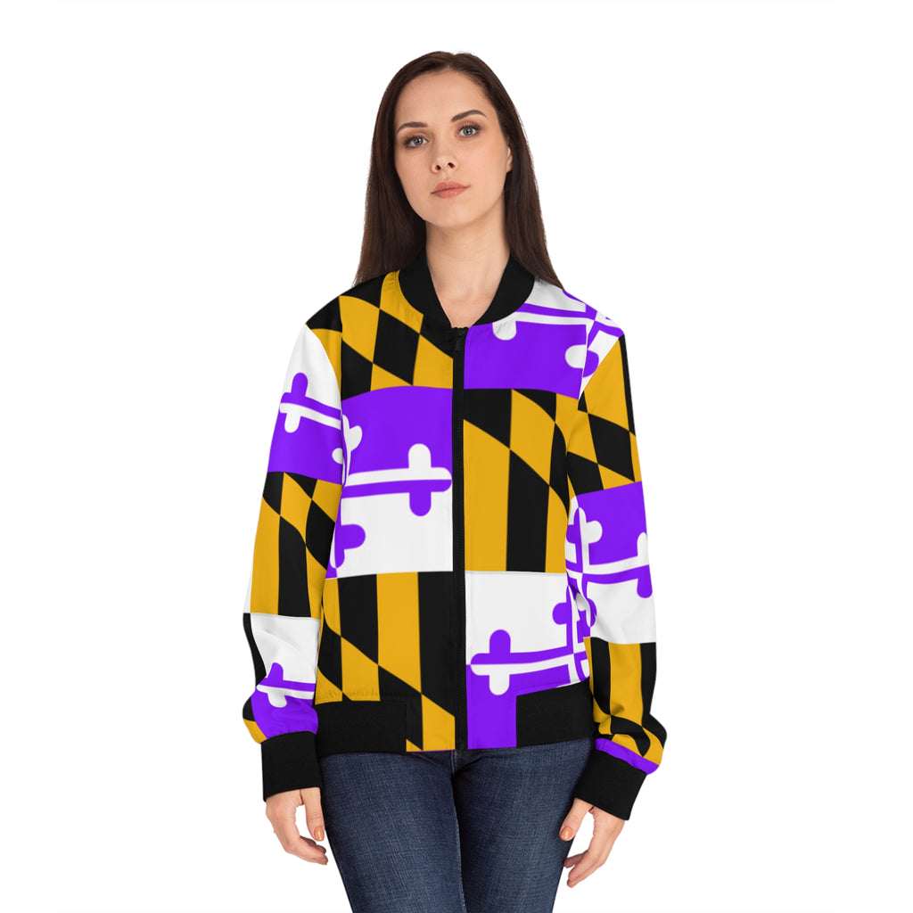 Purple + Gold Maryland Flag Bomber Jacket
