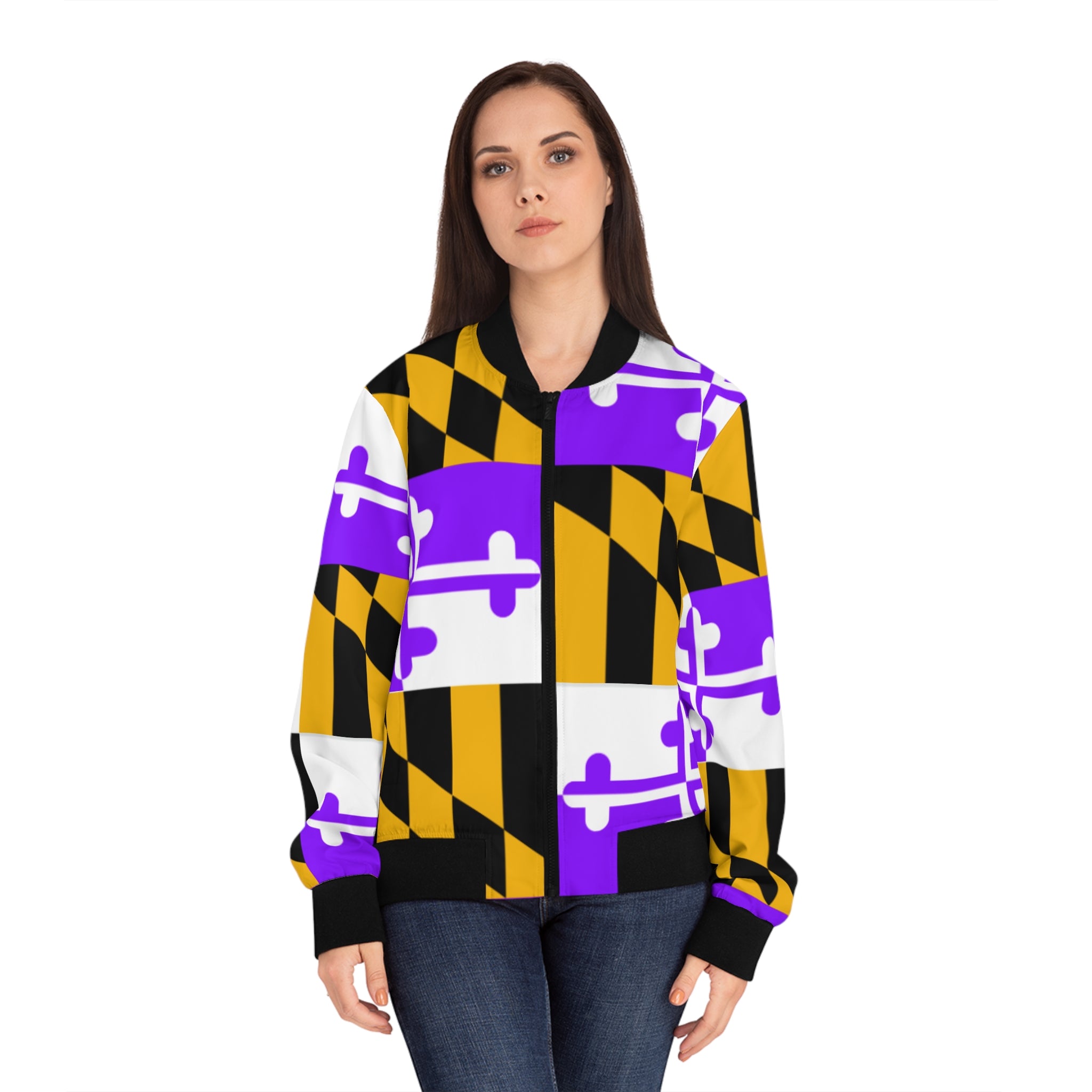 Purple + Gold Maryland Flag Bomber Jacket