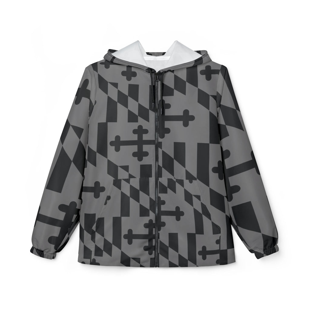 Maryland Flag Gray Pattern Windbreaker Jacket