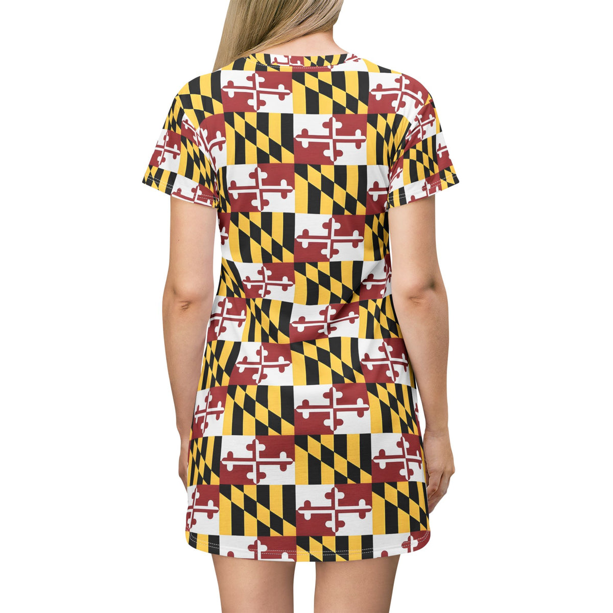 Maryland Flag Pattern T-Shirt Dress