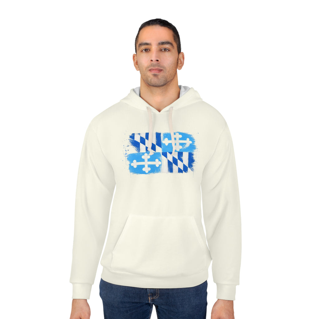Blue Maryland Flag Distressed Graphic Hoodie