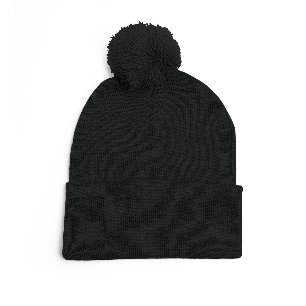 Orange + Black Knit MD flag Pom Beanie