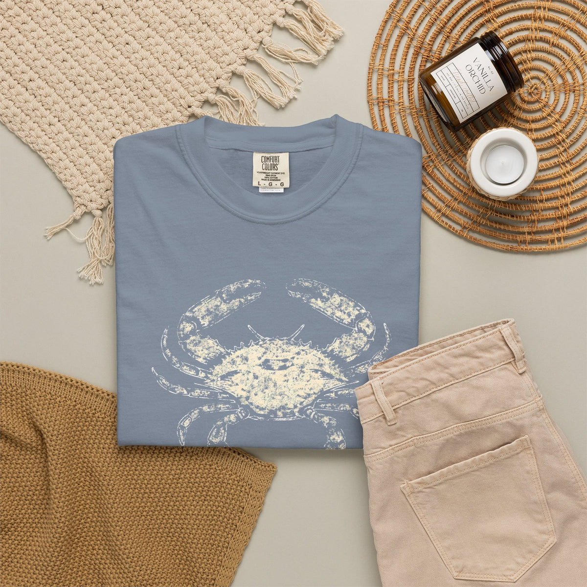 Distressed Coastal Crab Vintage Tee