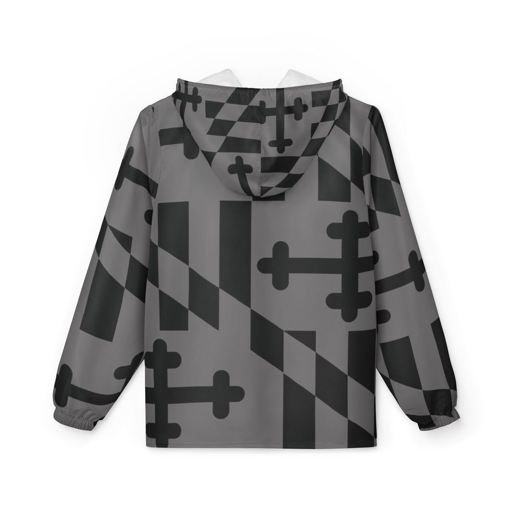 Maryland Flag Gray Pattern Windbreaker Jacket
