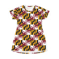 Maryland Flag Pattern T-Shirt Dress — All-Over Print State Pride Dress