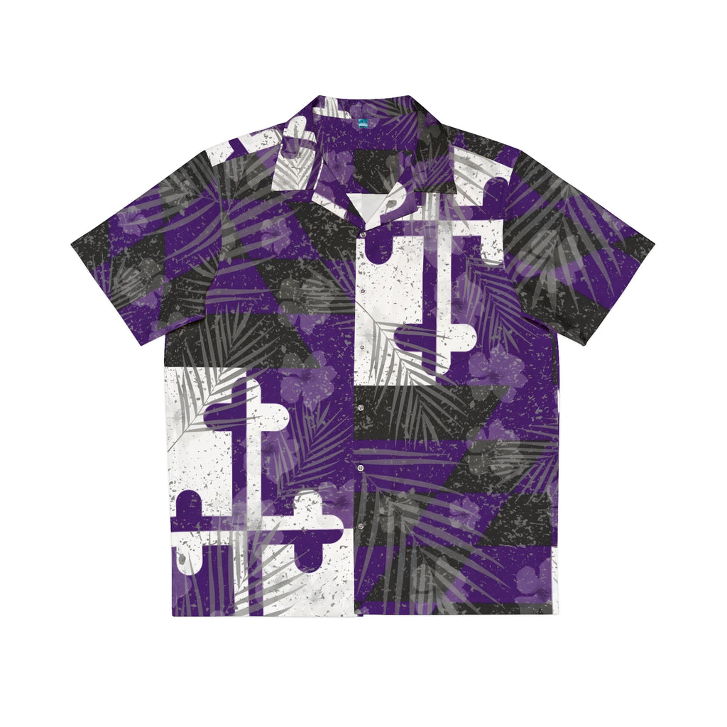 Purple + White + Black Maryland Flag Hawaiian shirt