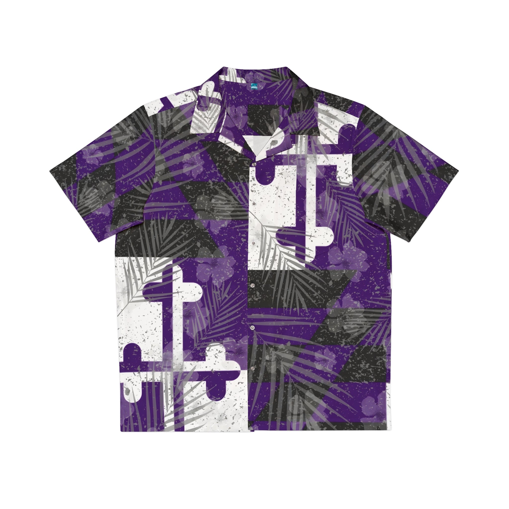 Purple + White + Black Maryland Flag Hawaiian shirt