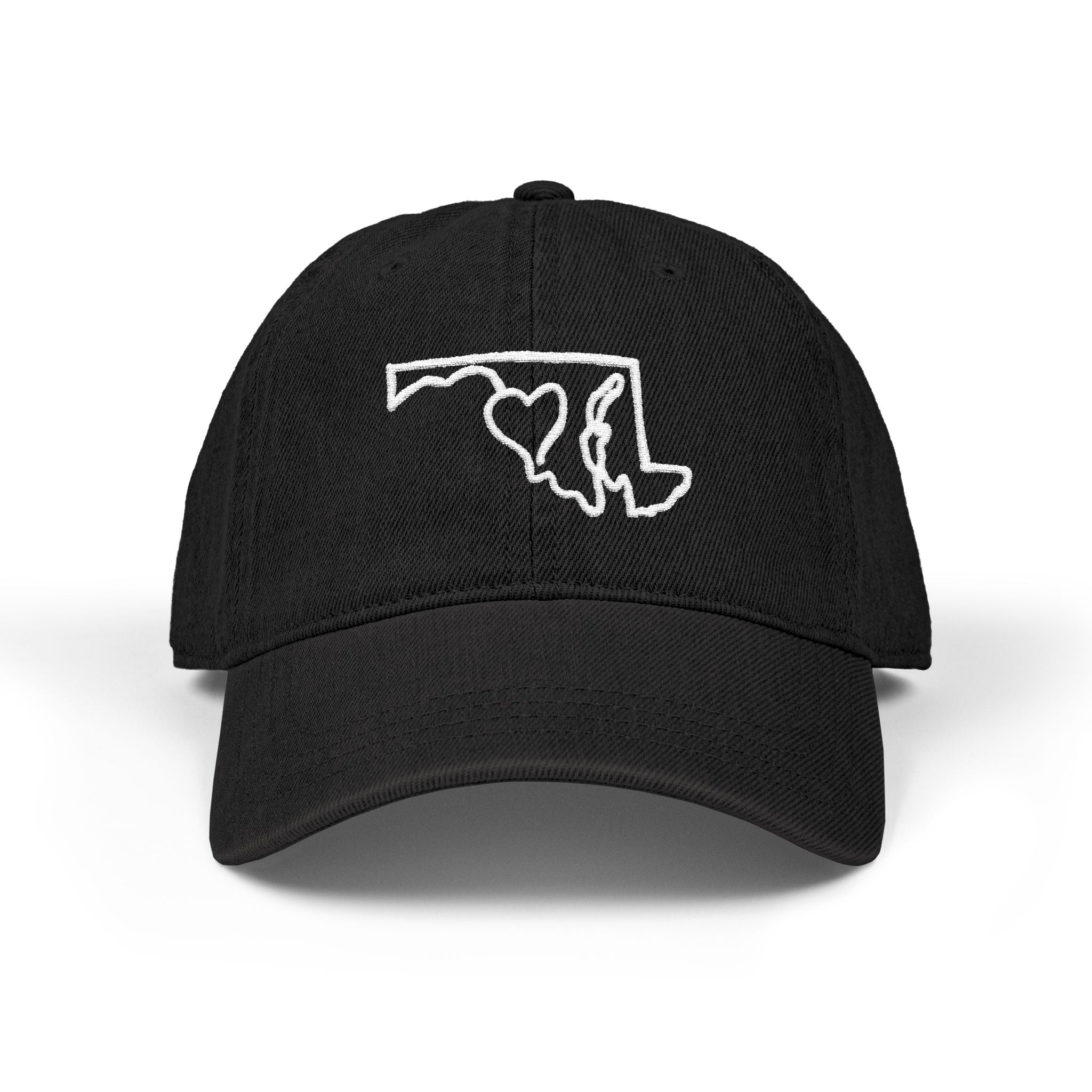 State of Maryland Outline With Heart Denim Cap