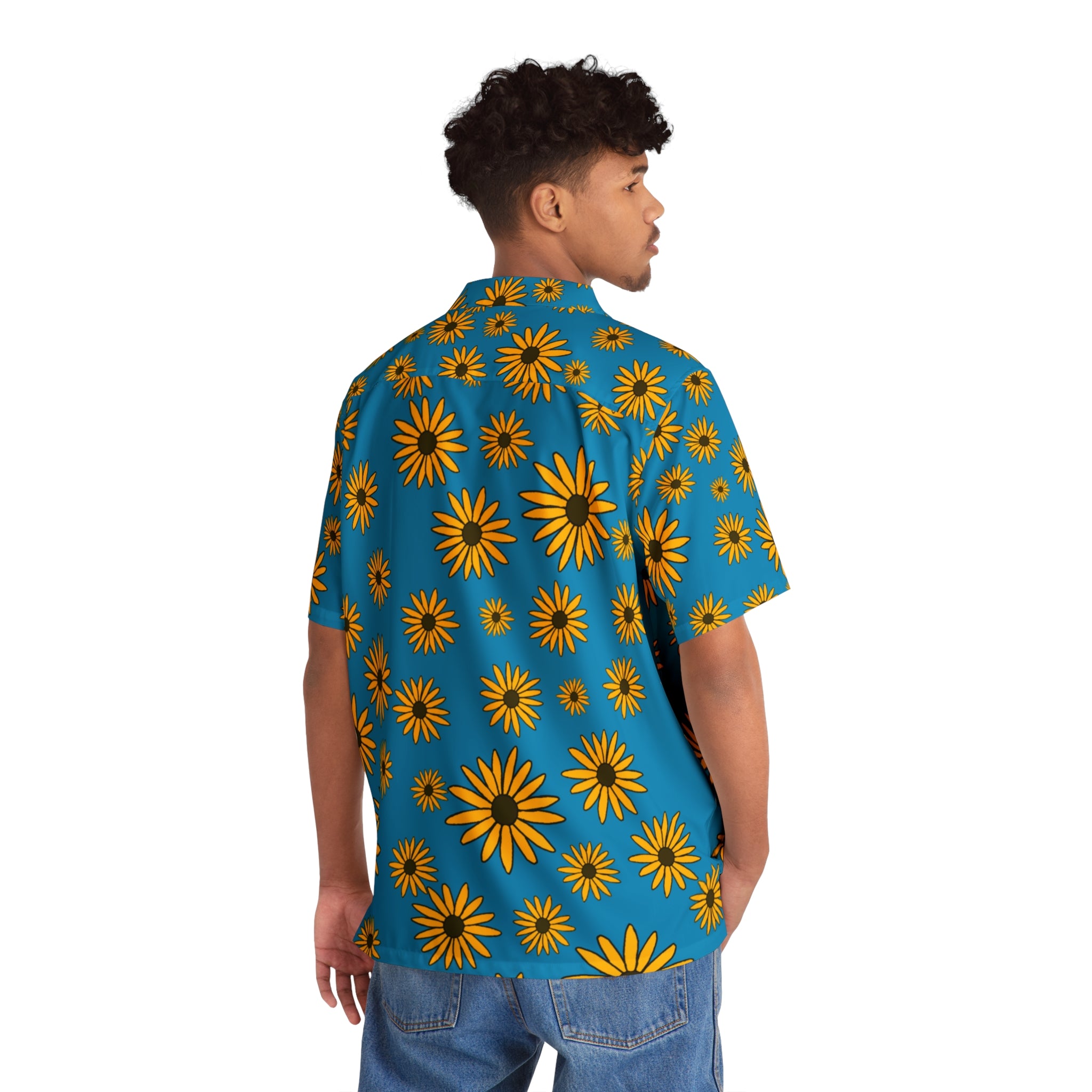 Black Eyed Susan Hawaiian Shirt (blue)