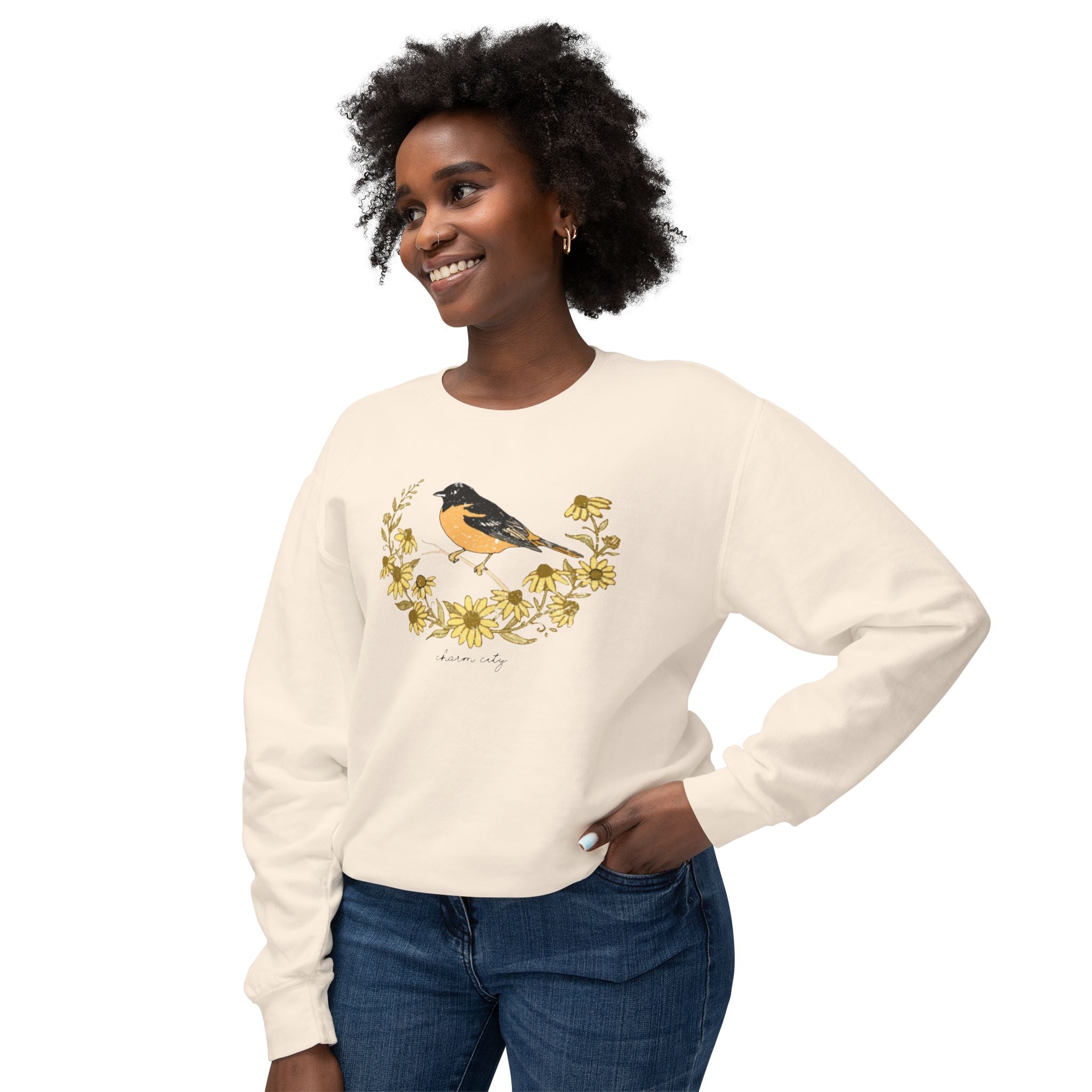 Charm City Oriole State Flower Ivory Crewneck